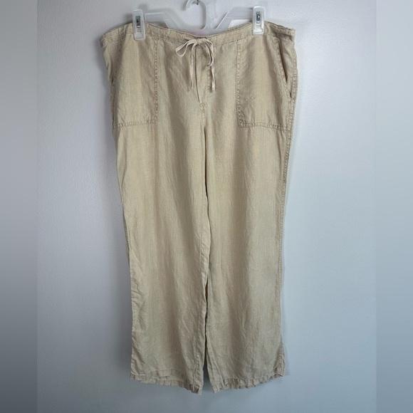 Victoria's Secret Tan Drawstring Linen Pants Size 12s - Picture 1 of 7